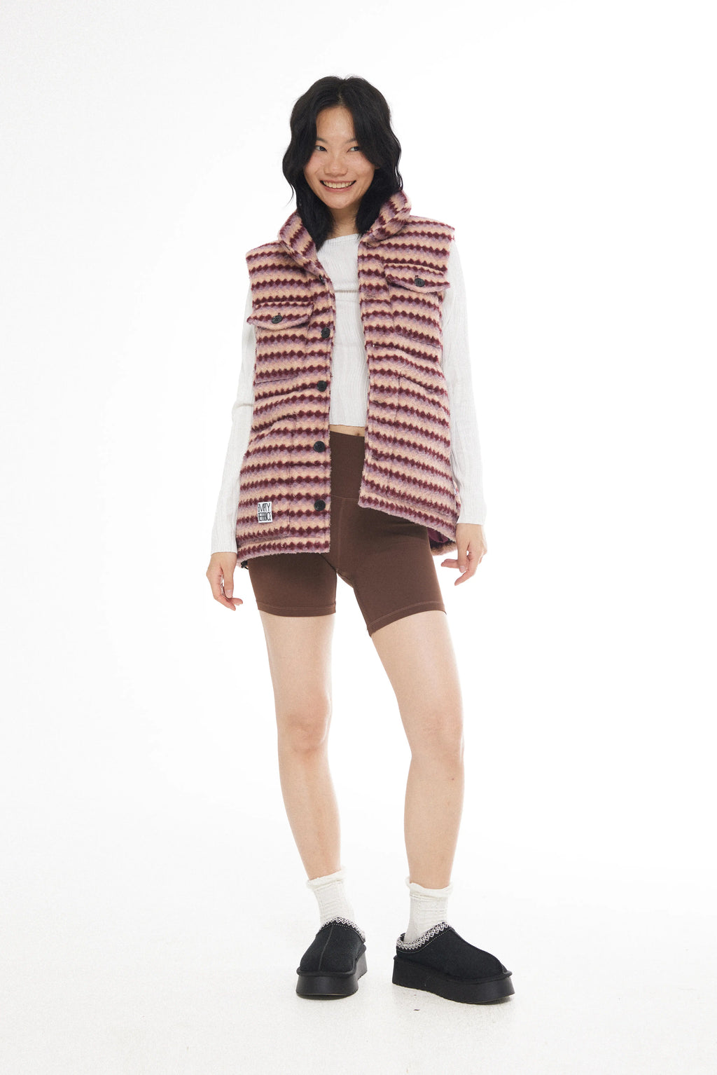 Checked Quilted Wool Vest