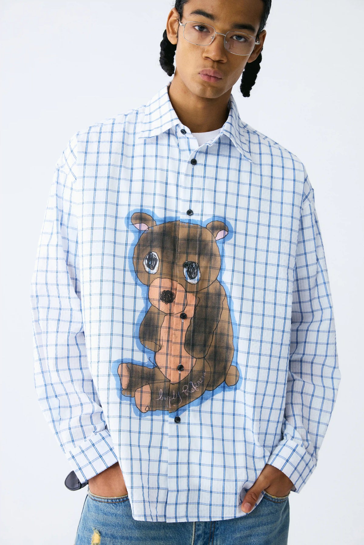 Sad Bear Plaid Shirt