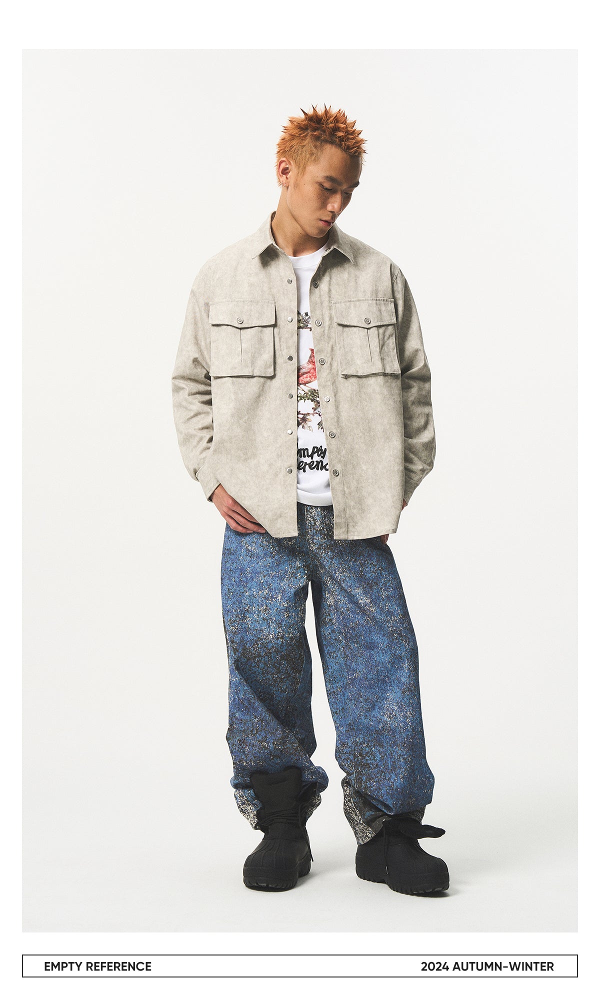 Faux Leather Utility Shirt Jacket