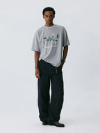 The Snowfall Sakura Tee - Textured Snow Fabric with Hand-Drawn Cherry Blossom