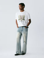 The Woodland Estate Tee - White Snow Fabric with Watercolor Manor & Forest