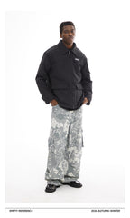 Washed Camo Print Overalls
