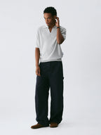 The Textured Stitch Polo - Silk-Wool Blend Knit with Ribbed Trim