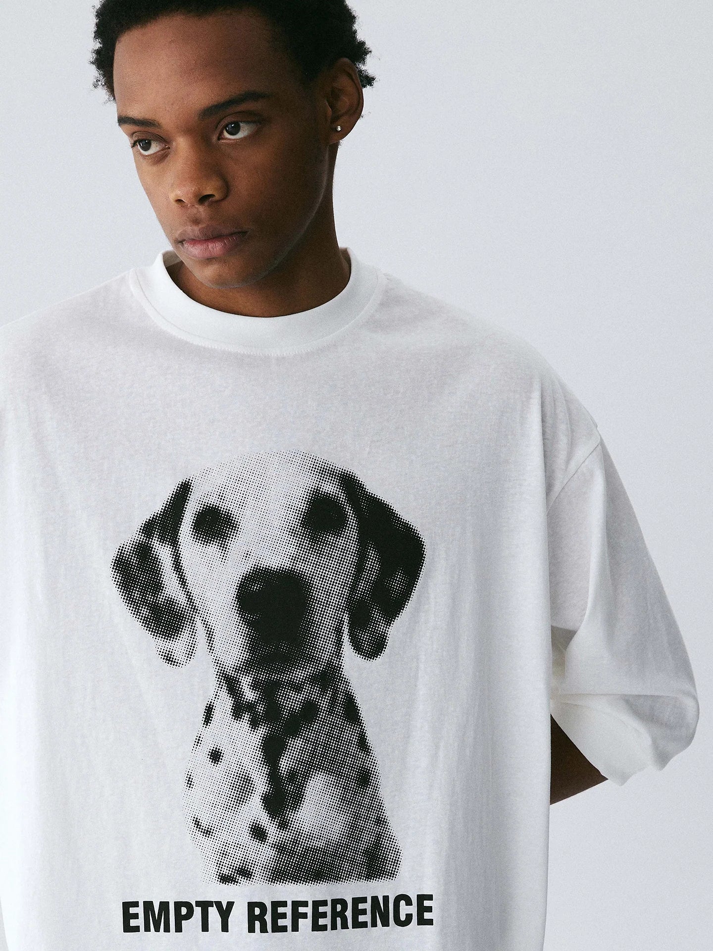Empty Reference Dog Portrait Long Sleeve Tee | Minimal Graphic Top