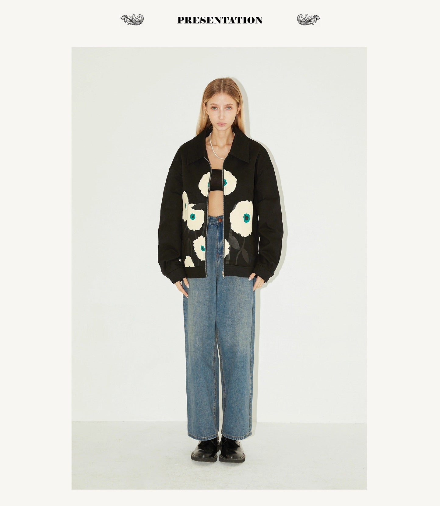Floral Graphic Zip Jacket