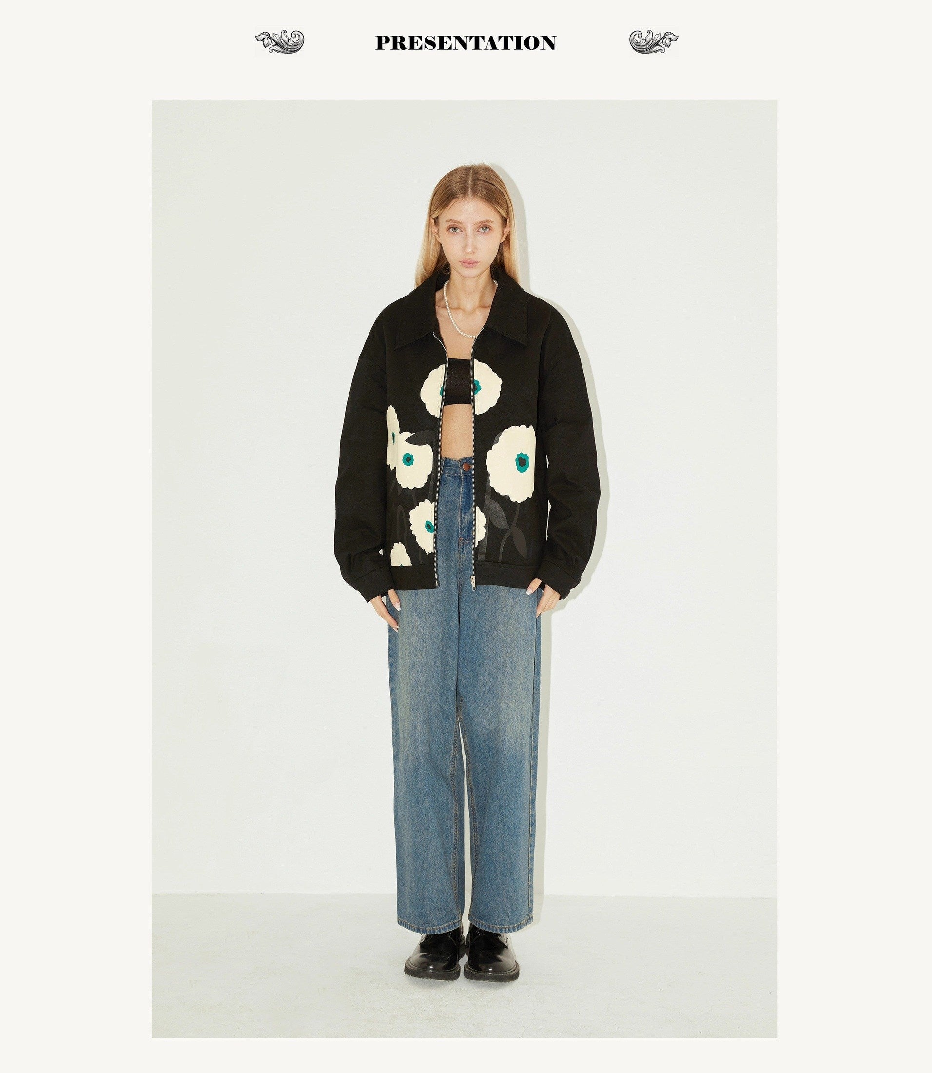 Floral Graphic Zip Jacket