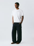 The Raw Edge Snow Tee - Textured Cotton with Sculptural Pocket