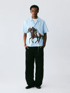 The Galloping Spirit Shirt - Full-Print Cuban Collar with Rider & Horse
