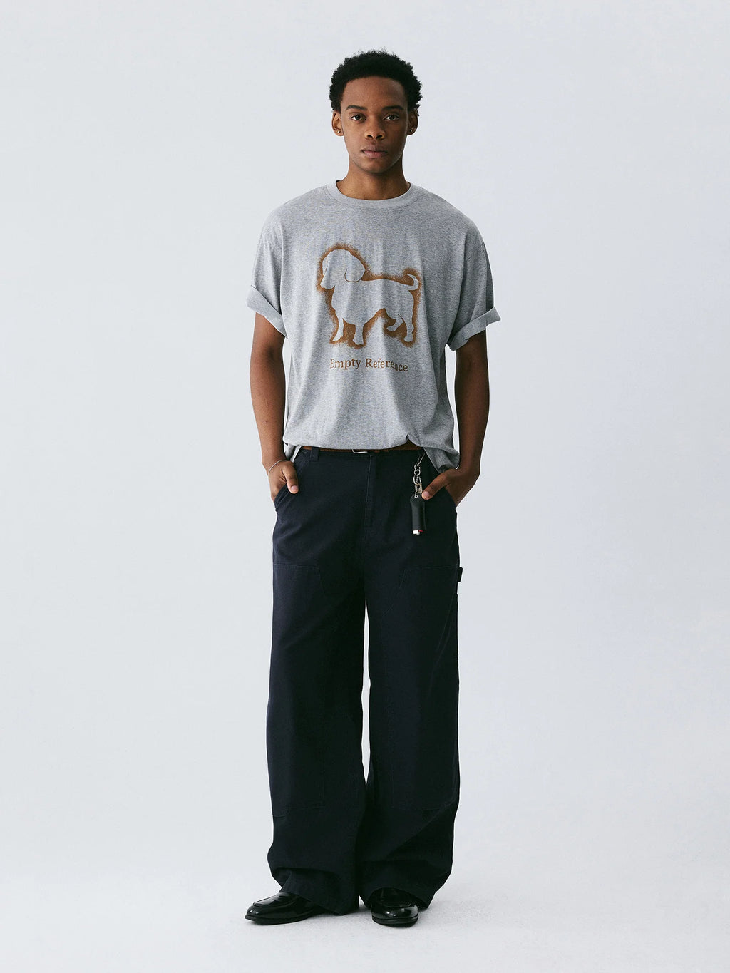 The Bleeding Dachshund Tee - Heather Grey Snow Fabric with Expressive Outline Print
