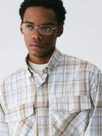 Empty Reference Classic Plaid Overshirt | Blue Brown Check Shirt