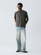 Vintage Wash Denim with Custom Hardware & Destructed Hem