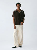 The Woven Hour Shirt - Open-Weave Cuban Collar with Hand-Stitched Binding