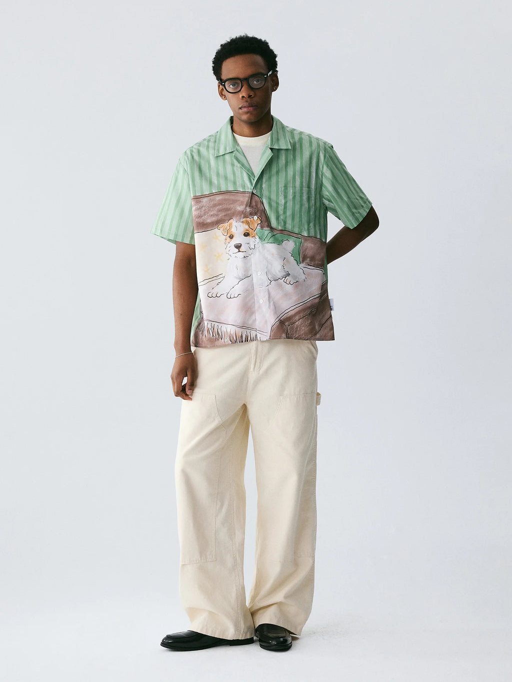 The Cozy Afternoon Shirt - Full-Print Watercolor Scene with Dog & Sofa