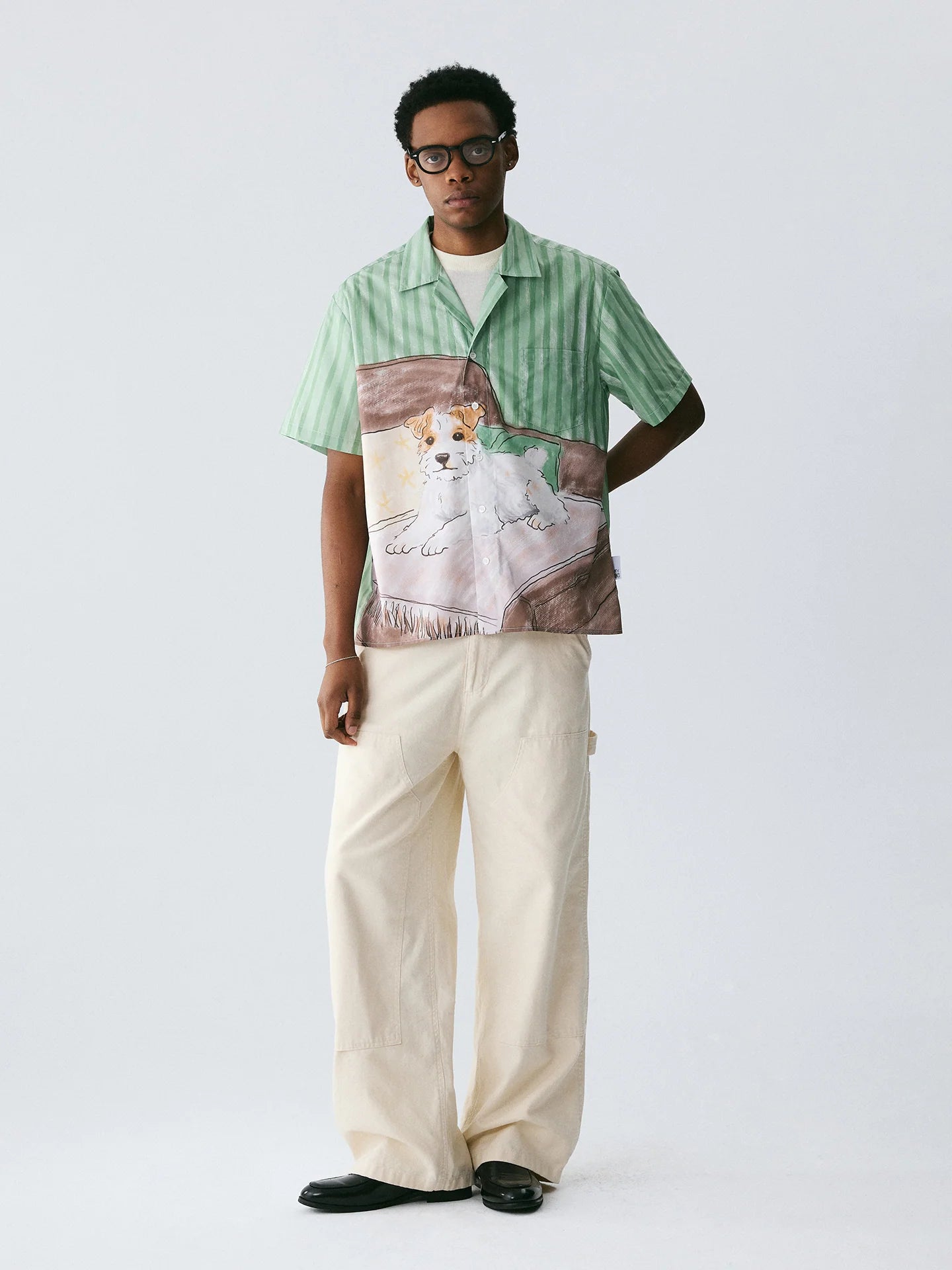 The Cozy Afternoon Shirt - Full-Print Watercolor Scene with Dog & Sofa
