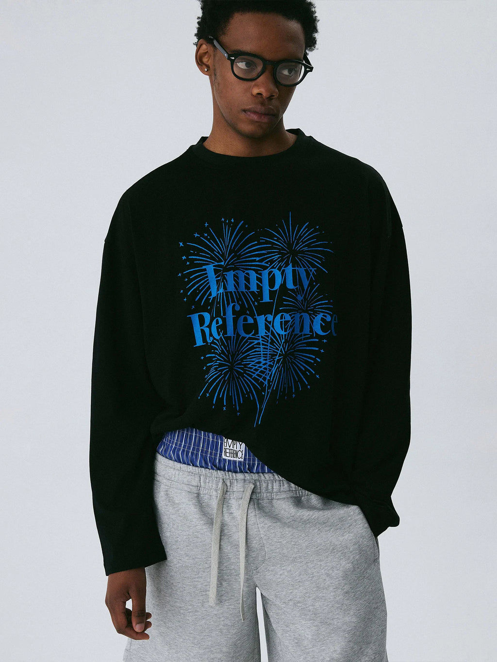 Empty Reference Firework Graphic Long Sleeve Tee | Original Artwork Top