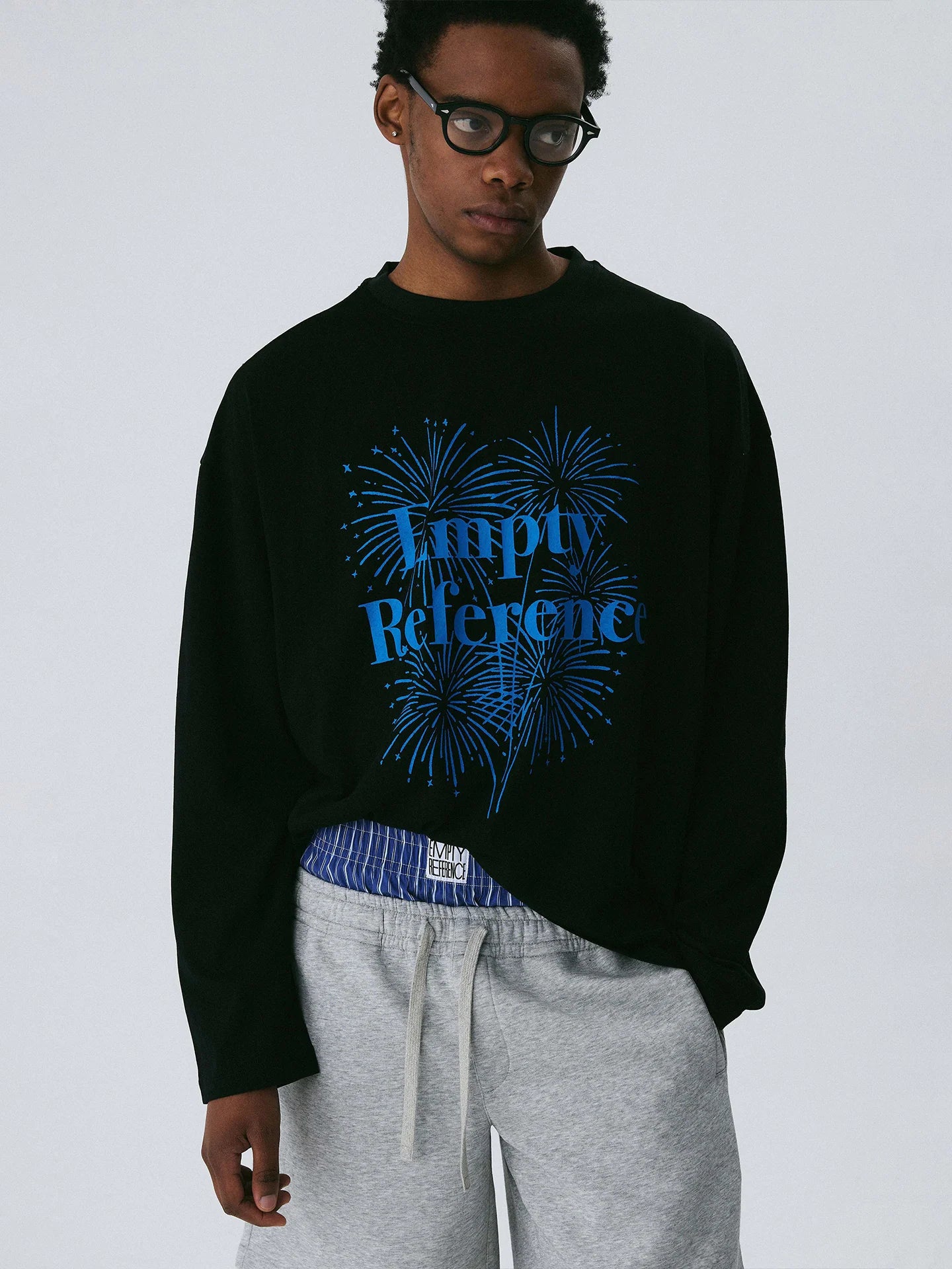Empty Reference Firework Graphic Long Sleeve Tee | Original Artwork Top