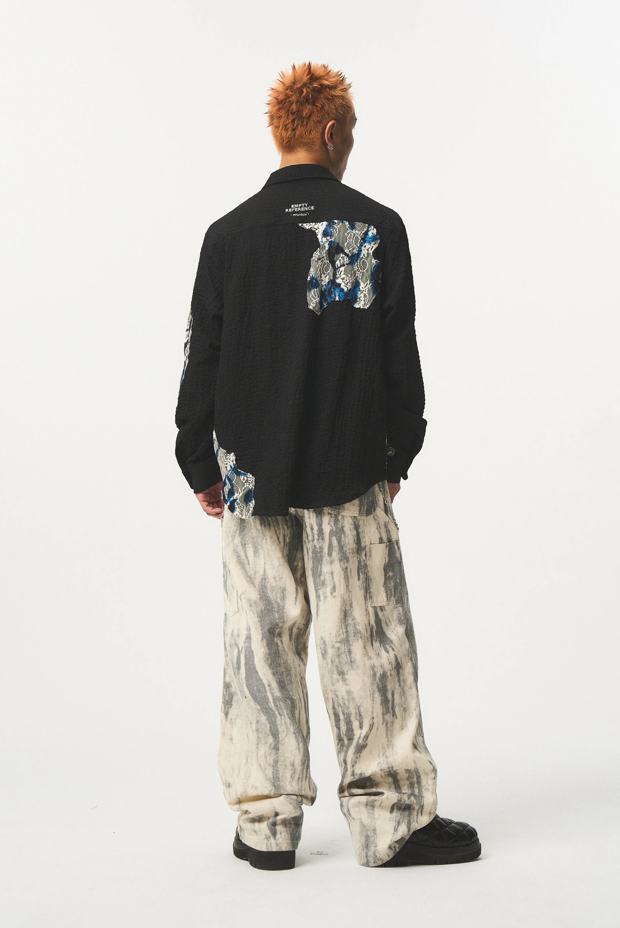 Lace Panel Irregular Shirt