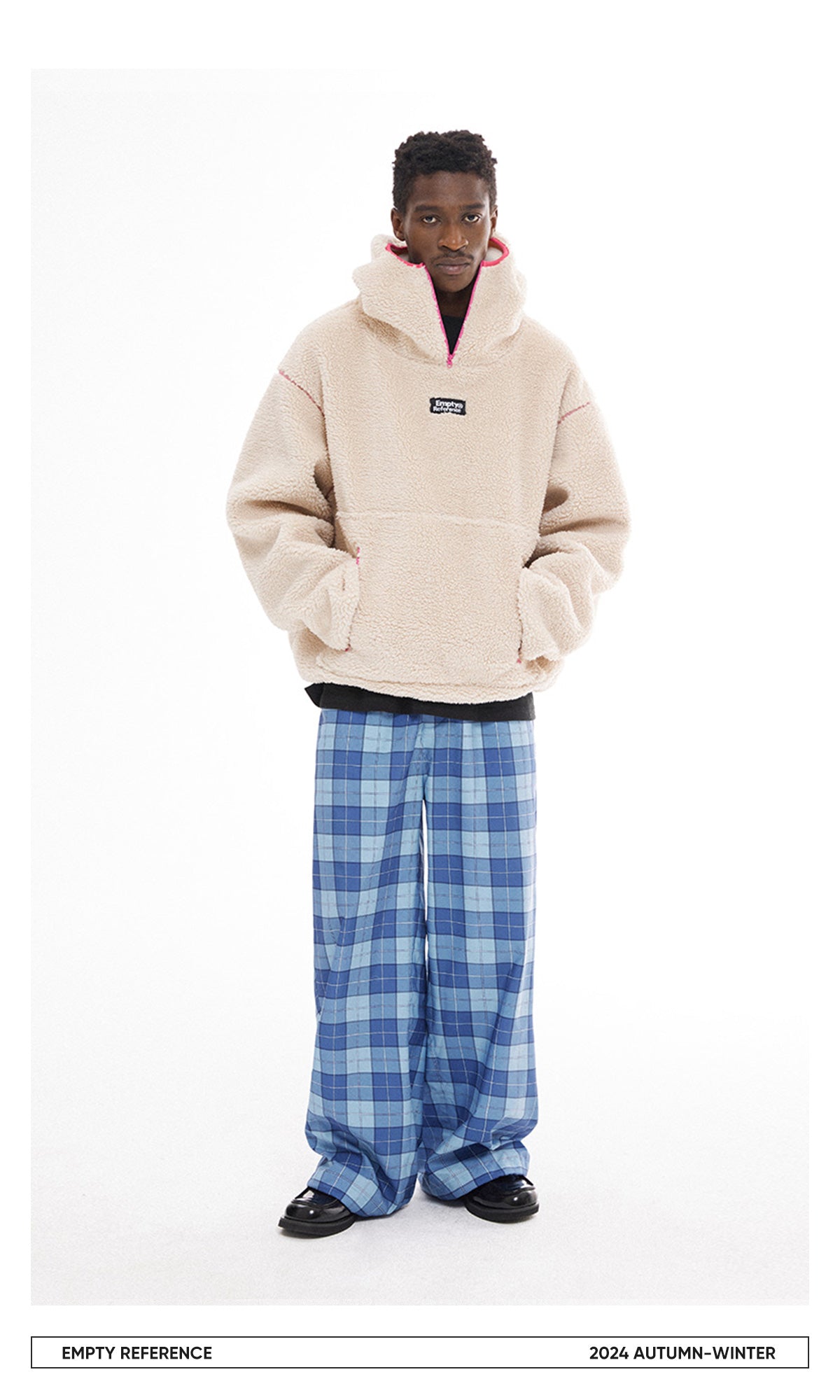 Colorblock Lamb Wool Hoodie Jacket