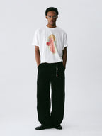 The Cherub Heart Tee - White Snow Fabric with Hand-Drawn Angel & Heart Print
