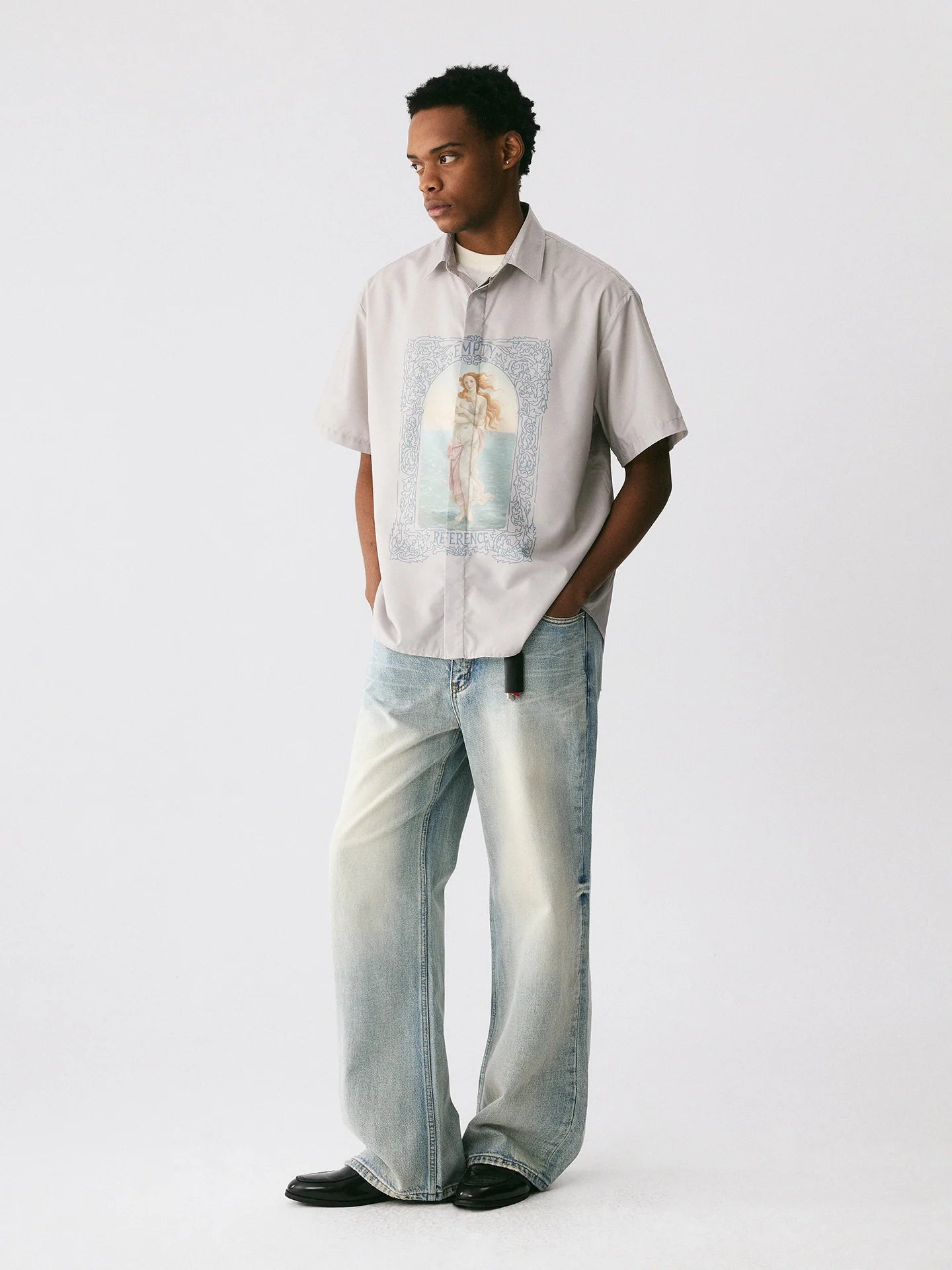 The Framed Goddess Shirt - Full-Print Oil Painting with Concealed Placket