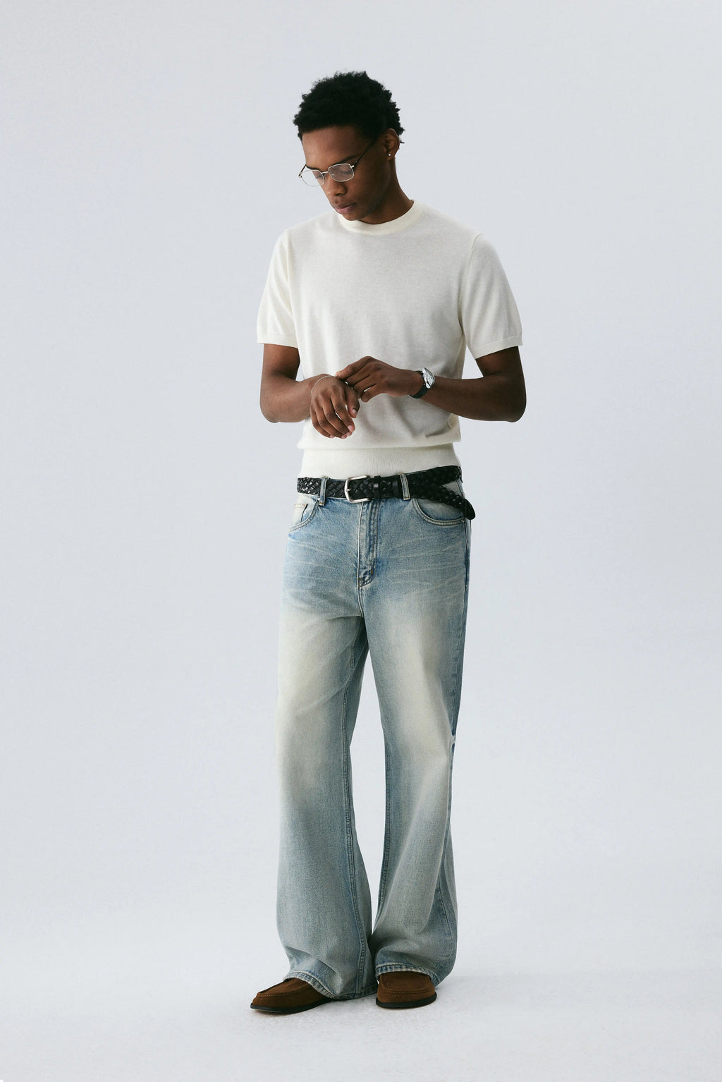 Silk-Wool Knit Tee