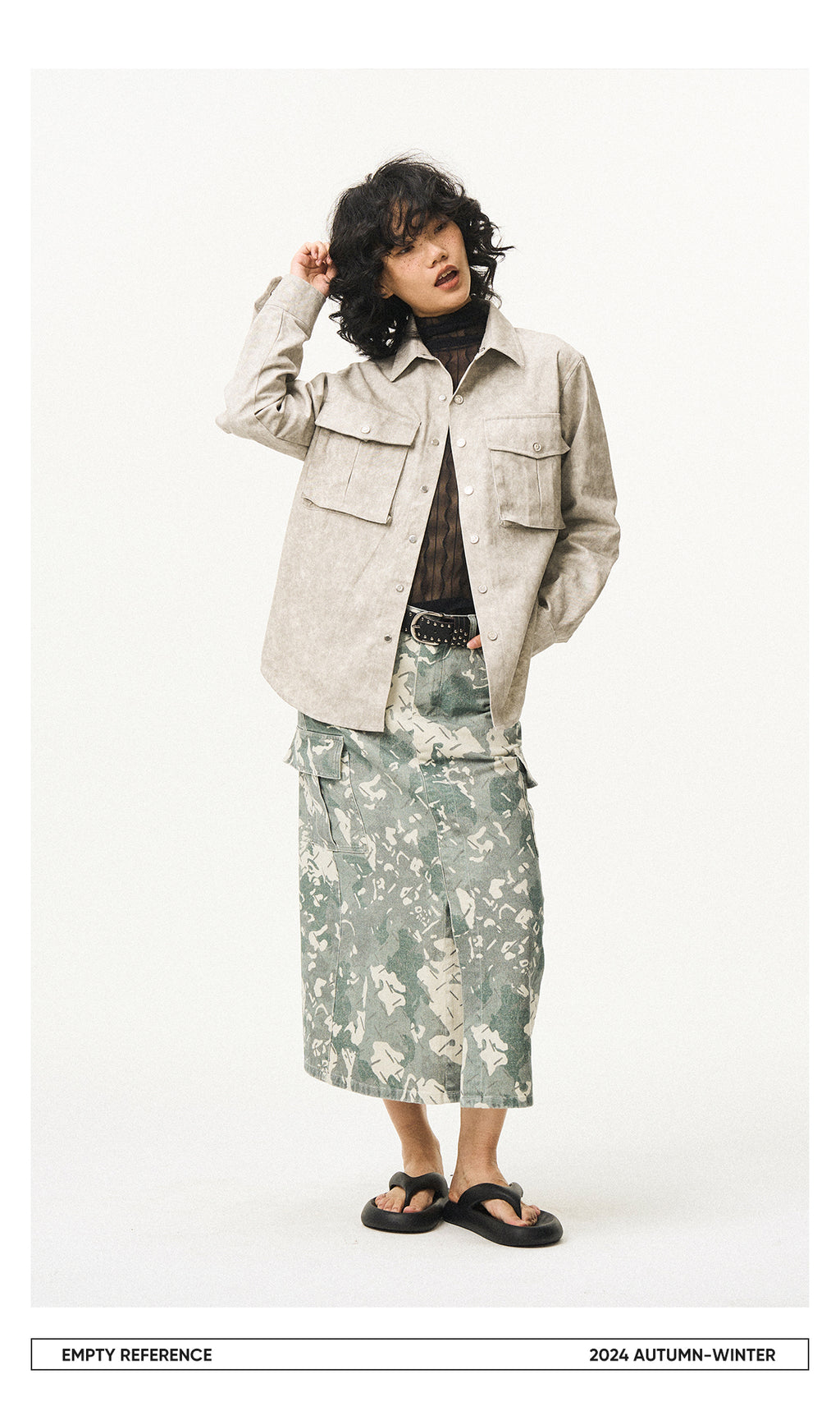 Faux Leather Utility Shirt Jacket