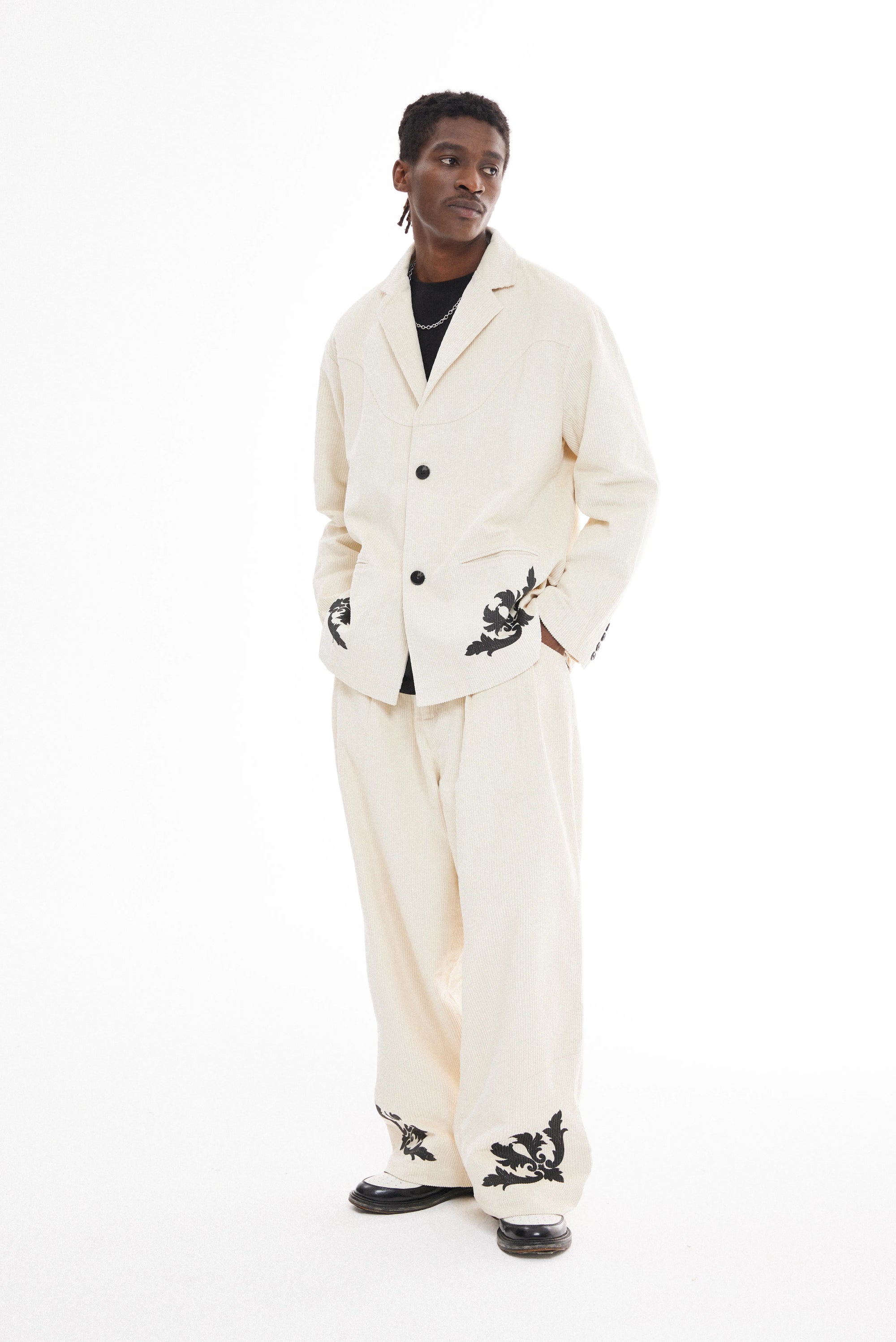 Corduroy Graphic Suit Pants