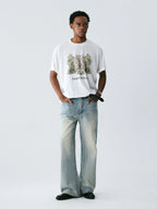 The Woodland Estate Tee - White Snow Fabric with Watercolor Manor & Forest