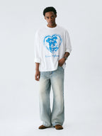 Empty Reference Dog Illustration Long Sleeve Tee | Original Graphic Shirt