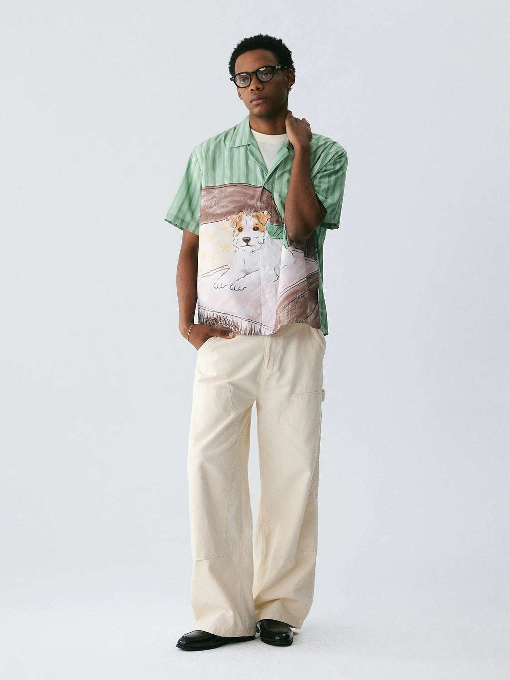 The Cozy Afternoon Shirt - Full-Print Watercolor Scene with Dog & Sofa