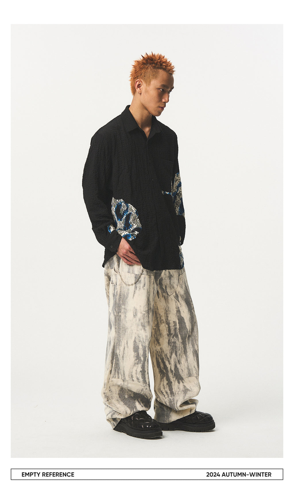 Lace Panel Irregular Shirt
