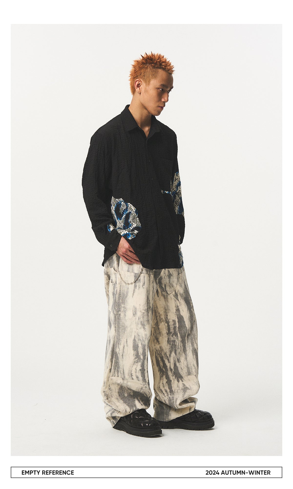 Lace Panel Irregular Shirt