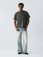 Vintage Wash Denim with Custom Hardware & Destructed Hem