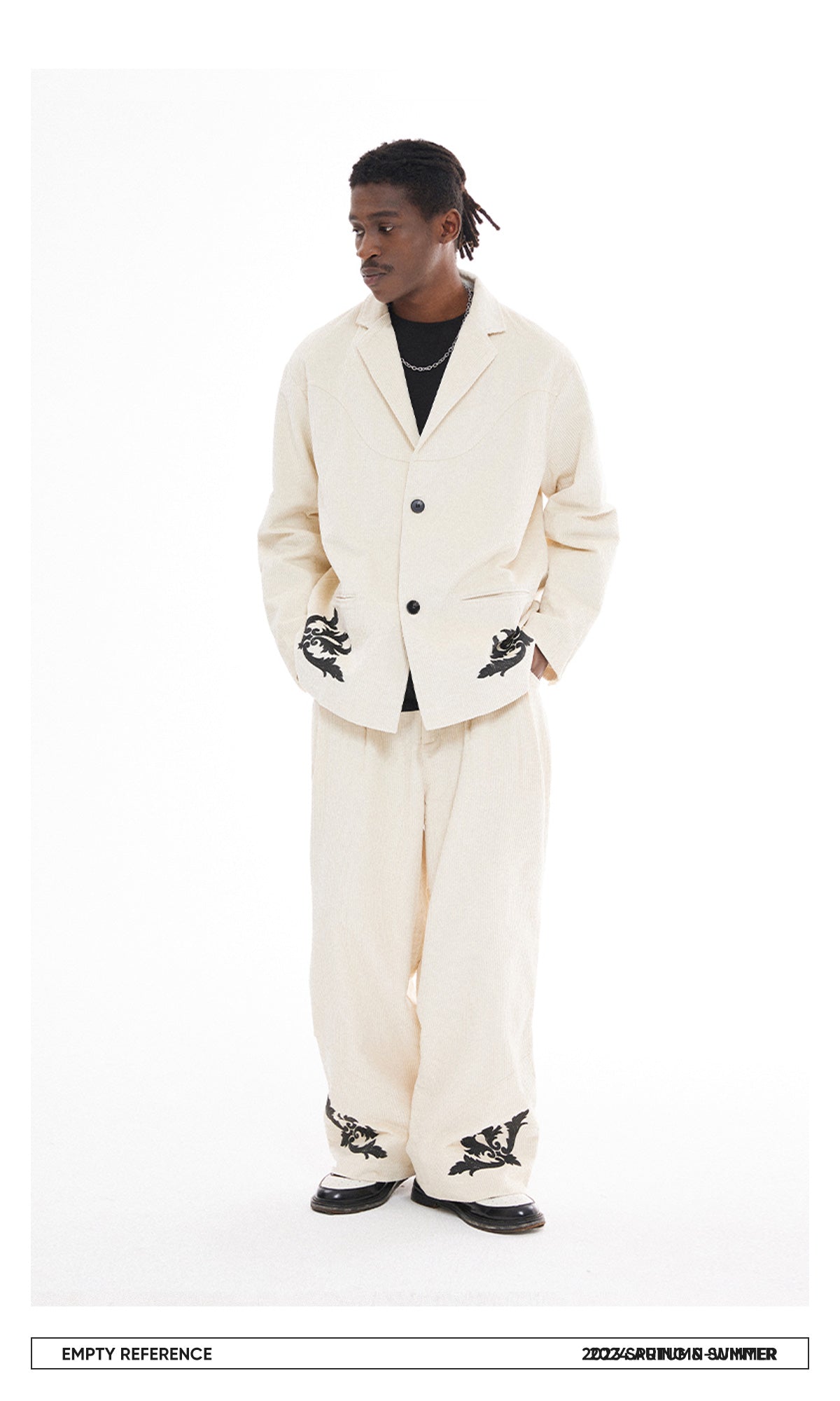 Corduroy Graphic Suit Pants