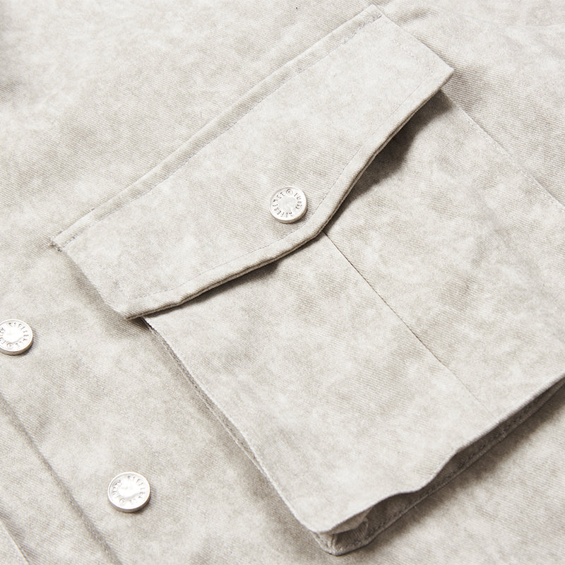 Faux Leather Utility Shirt Jacket