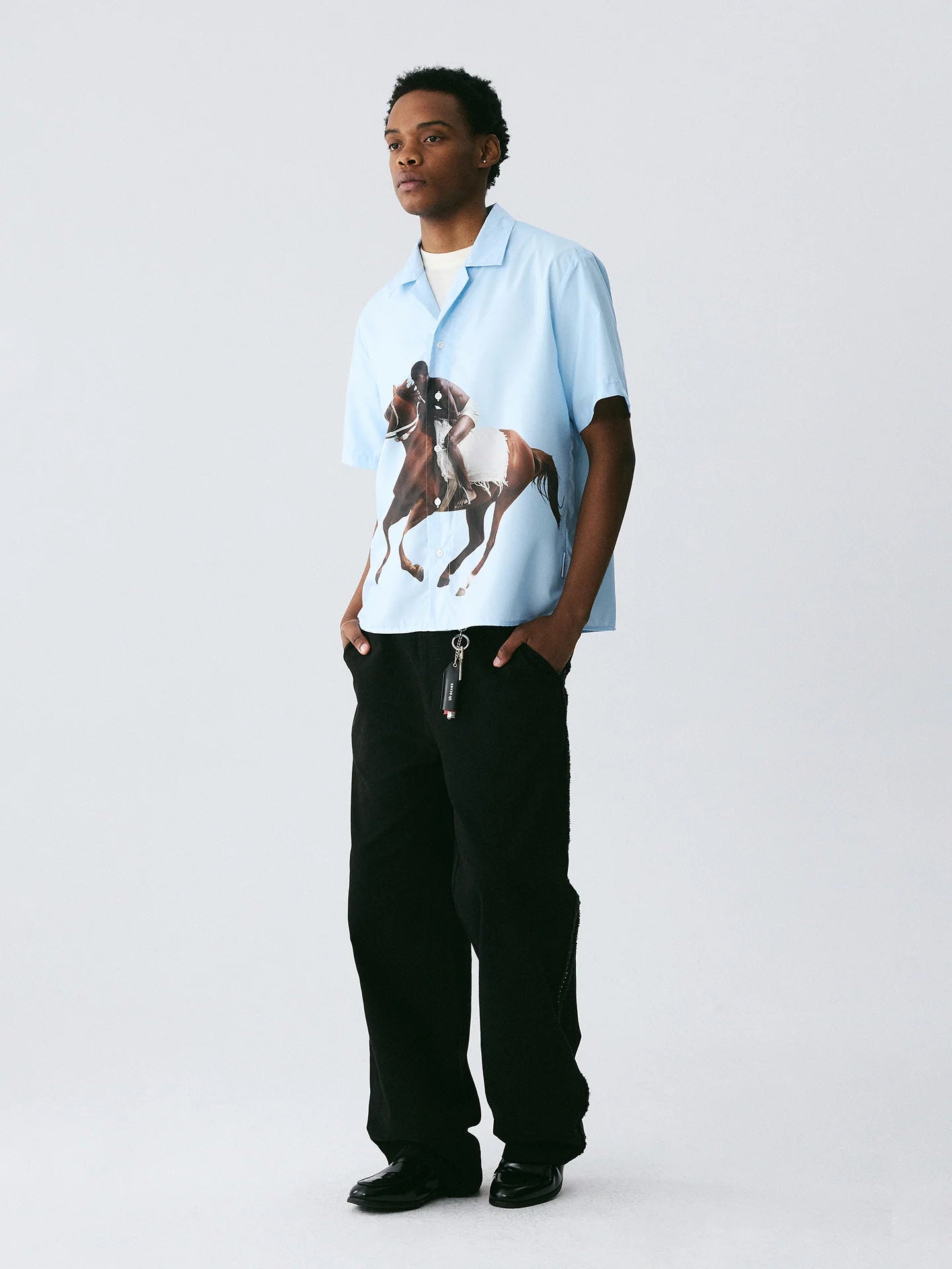 The Galloping Spirit Shirt - Full-Print Cuban Collar with Rider & Horse