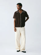 The Woven Hour Shirt - Open-Weave Cuban Collar with Hand-Stitched Binding