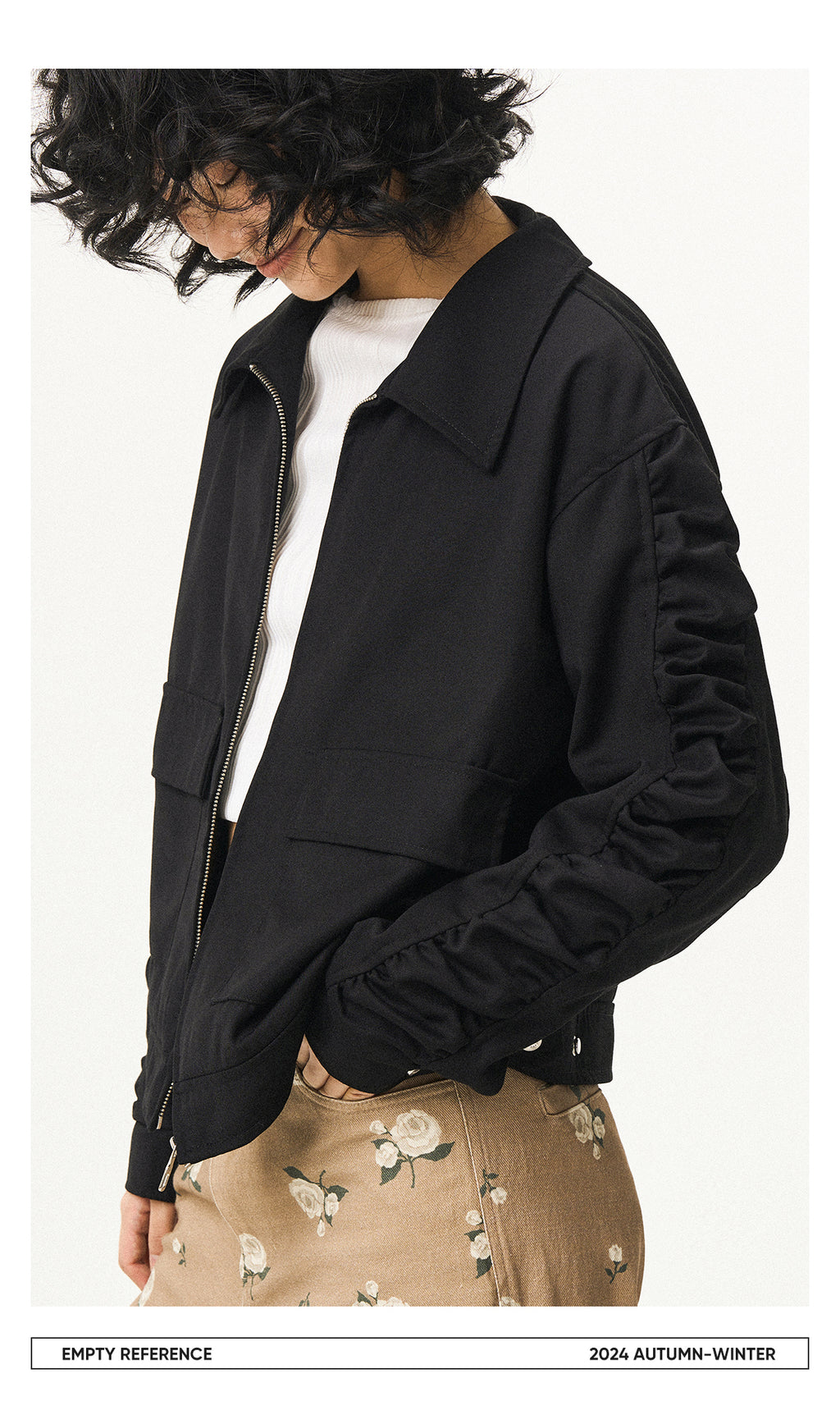 Utility Gathered Zip Jacket