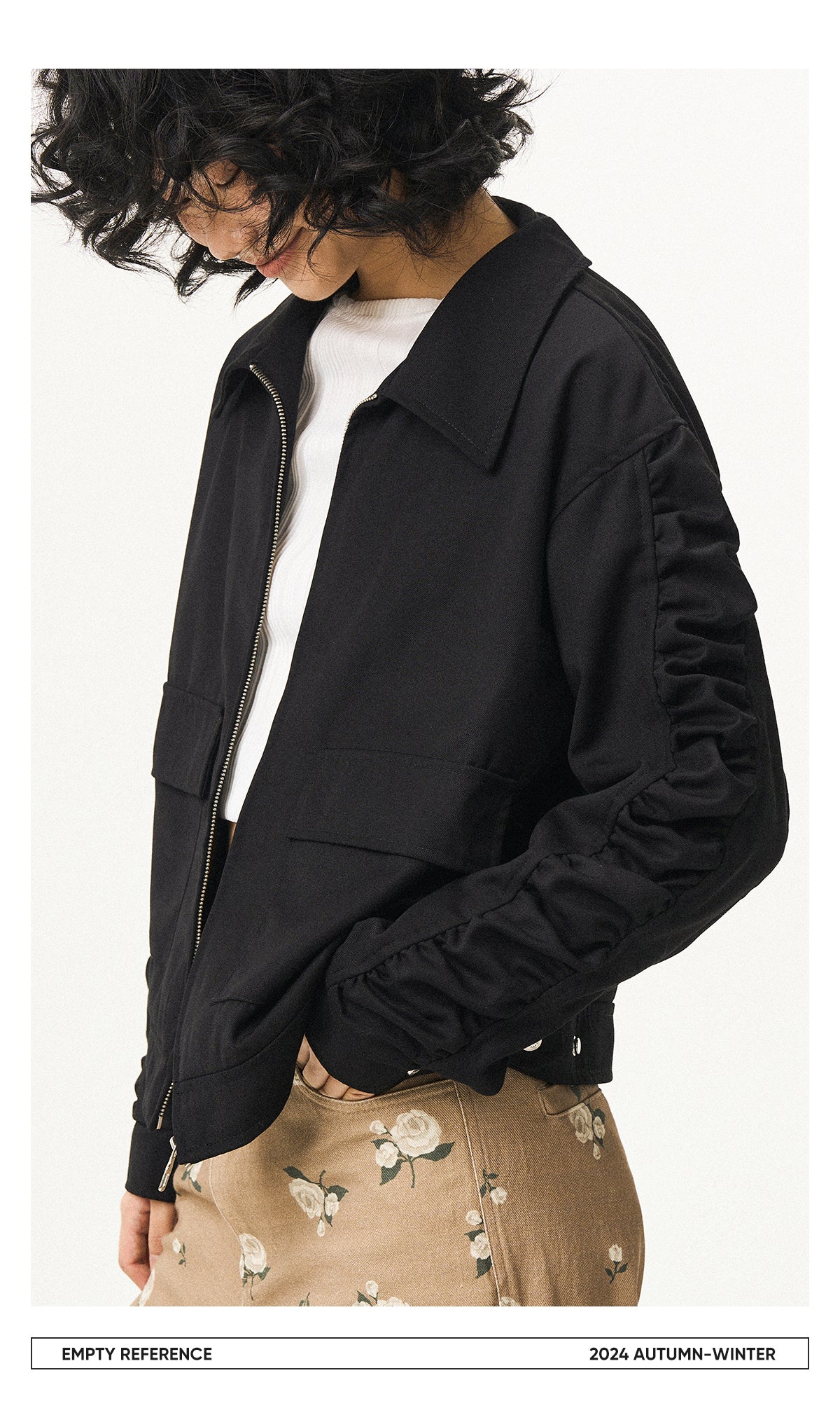 Utility Gathered Zip Jacket