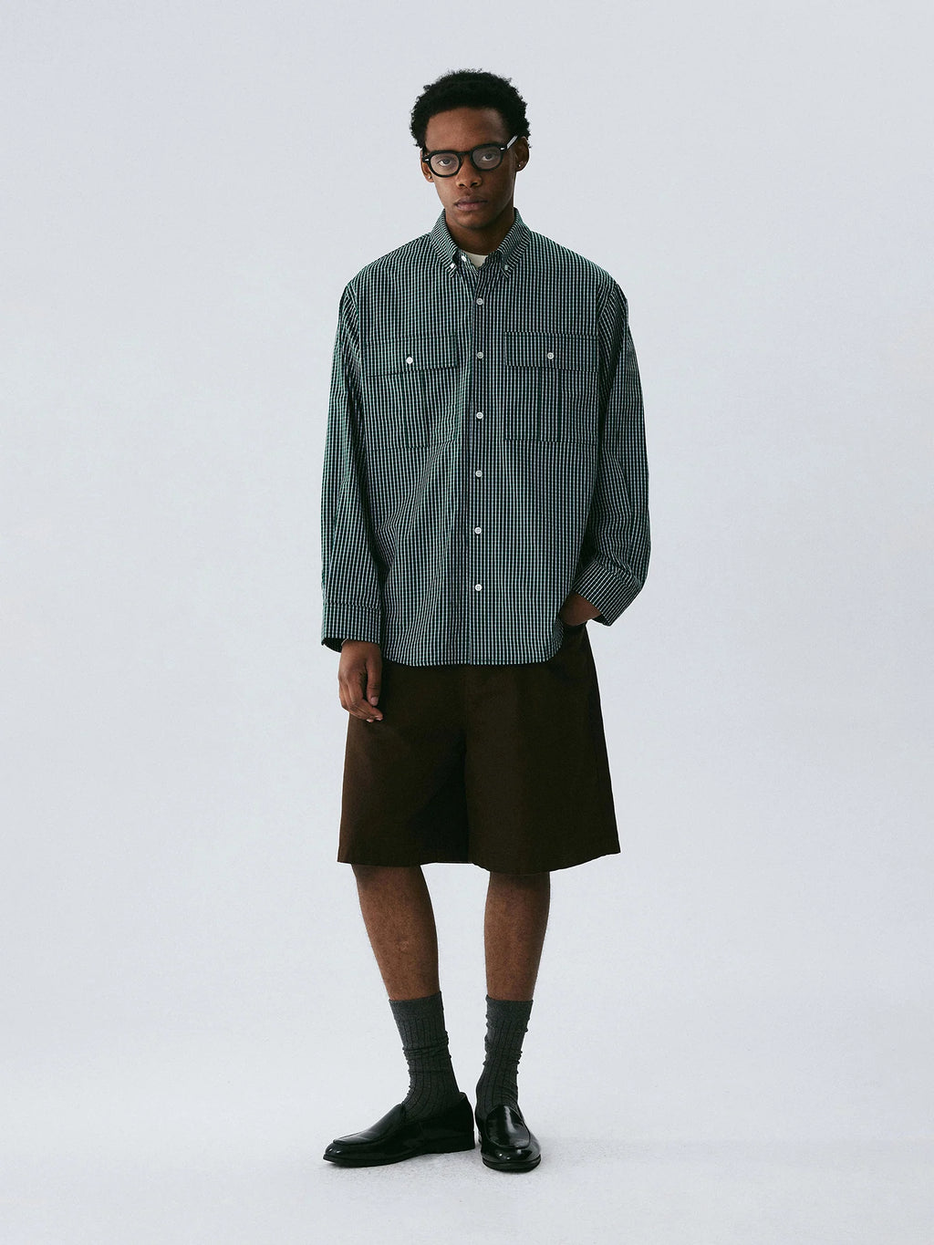 Empty Reference Forest Green Plaid Shirt | Relaxed Utility Overshirt