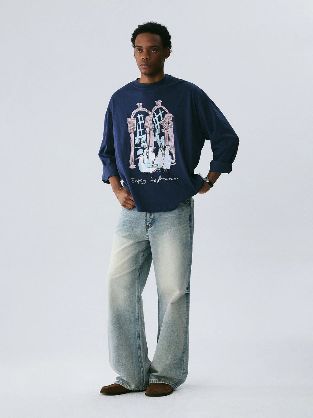 Empty Reference Original Artwork Long Sleeve Tee | Hand-Drawn Graphic Shirt