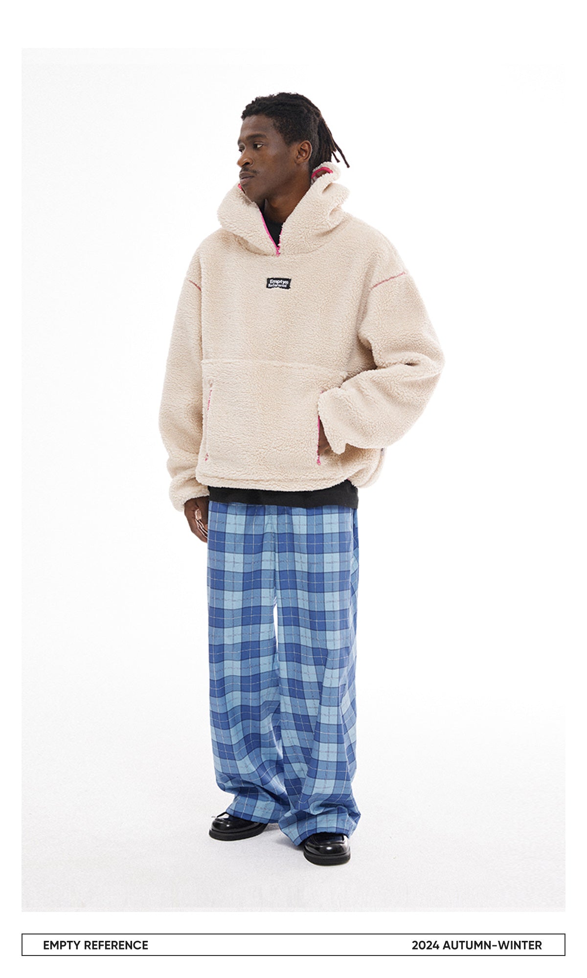Colorblock Lamb Wool Hoodie Jacket