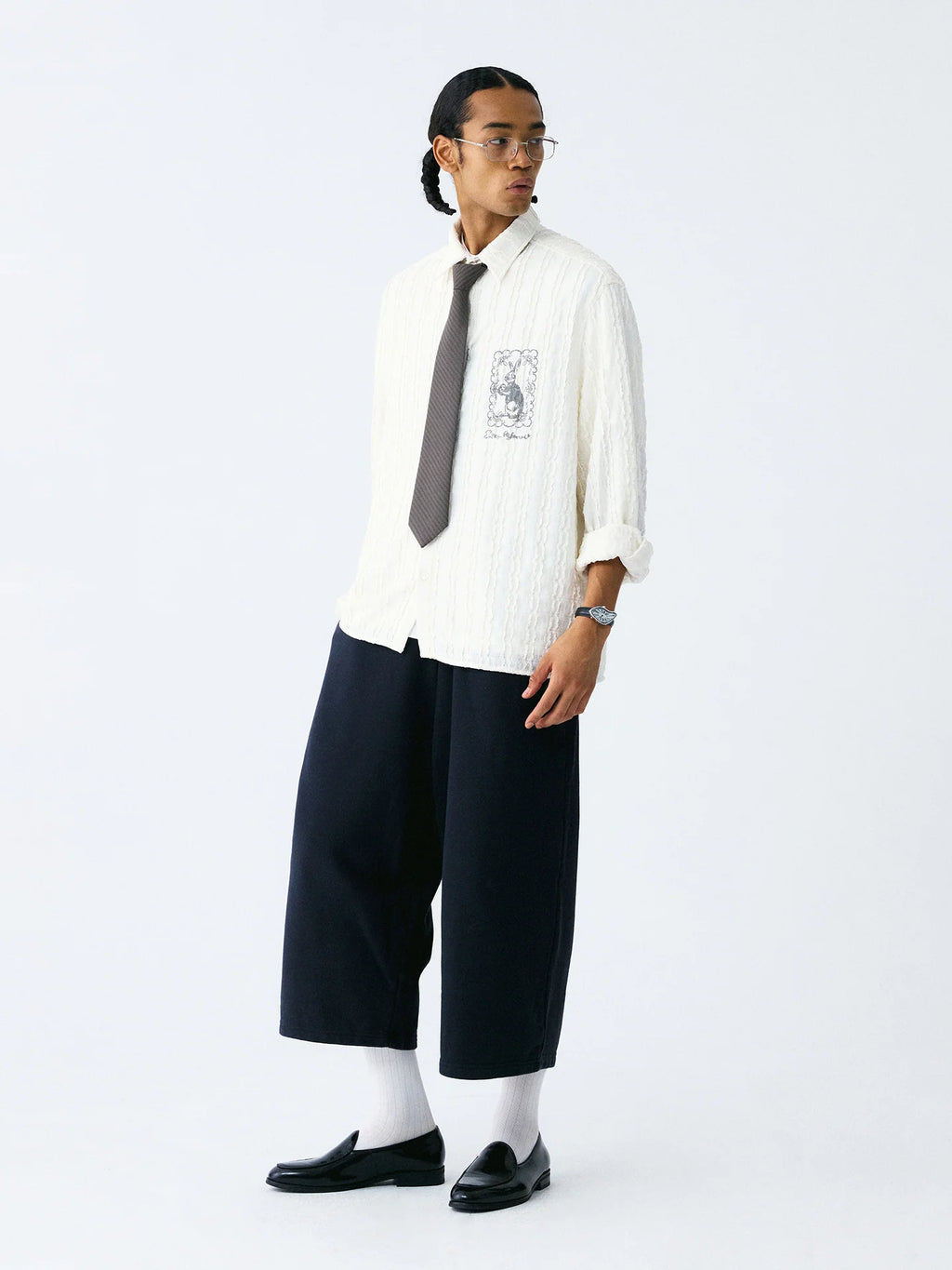 The Draped Cropped Short - High-Grammage Knit with Drawcord Waist
