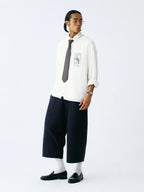 The Draped Cropped Short - High-Grammage Knit with Drawcord Waist