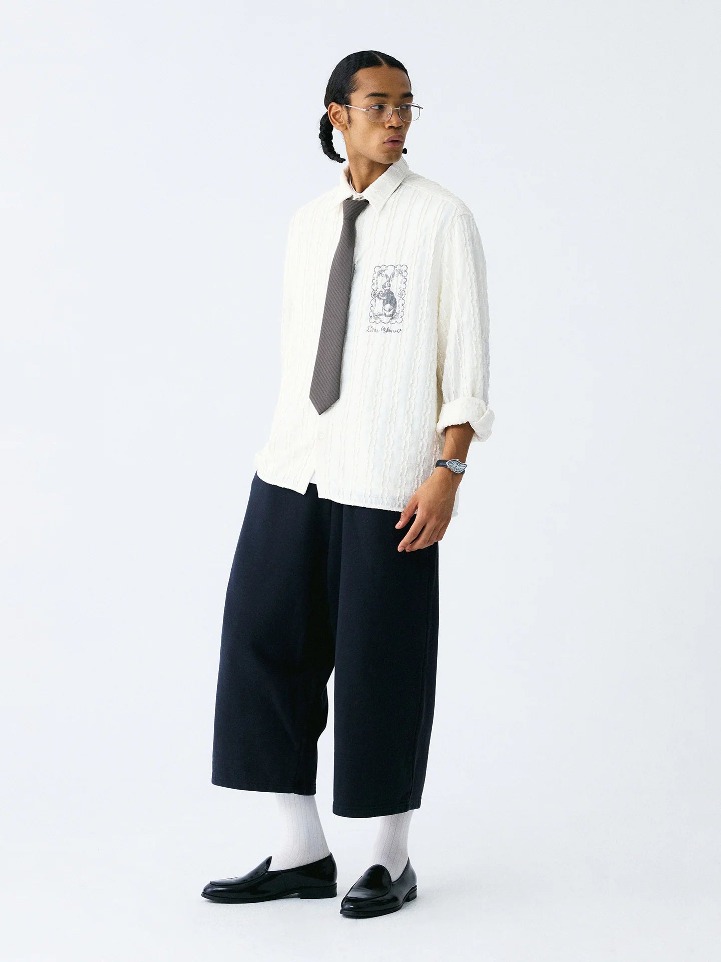 The Draped Cropped Short - High-Grammage Knit with Drawcord Waist