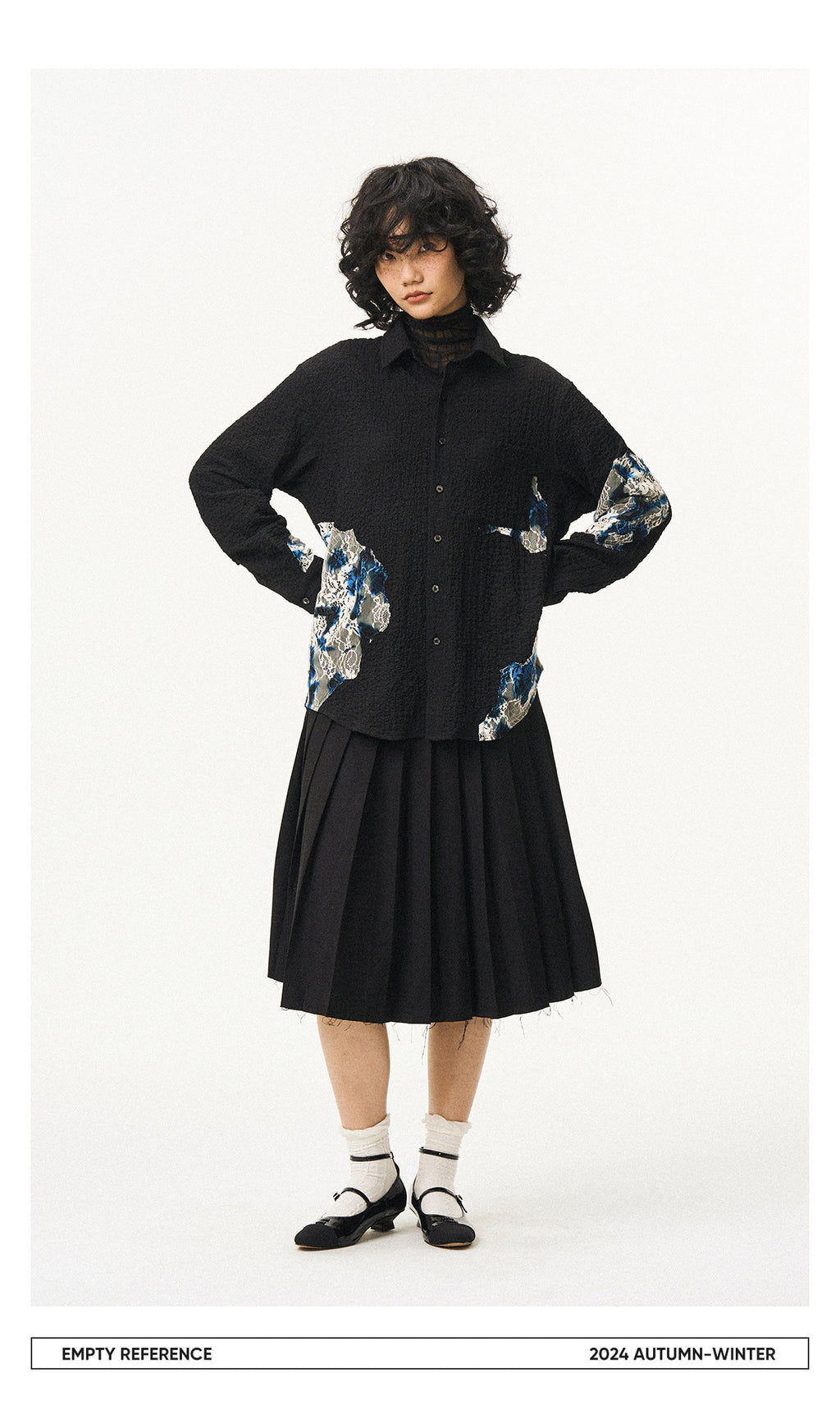 Lace Panel Irregular Shirt
