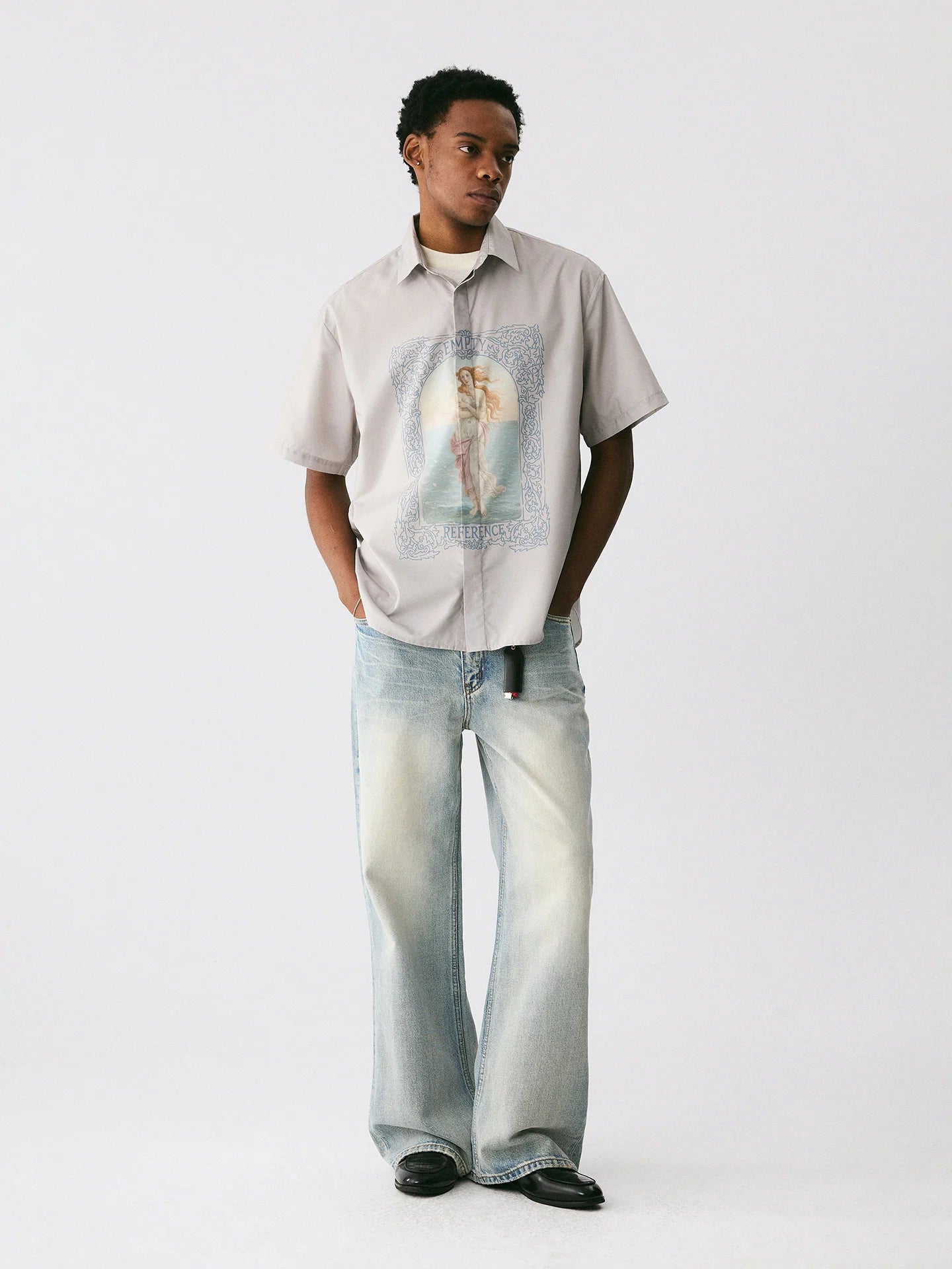 The Framed Goddess Shirt - Full-Print Oil Painting with Concealed Placket