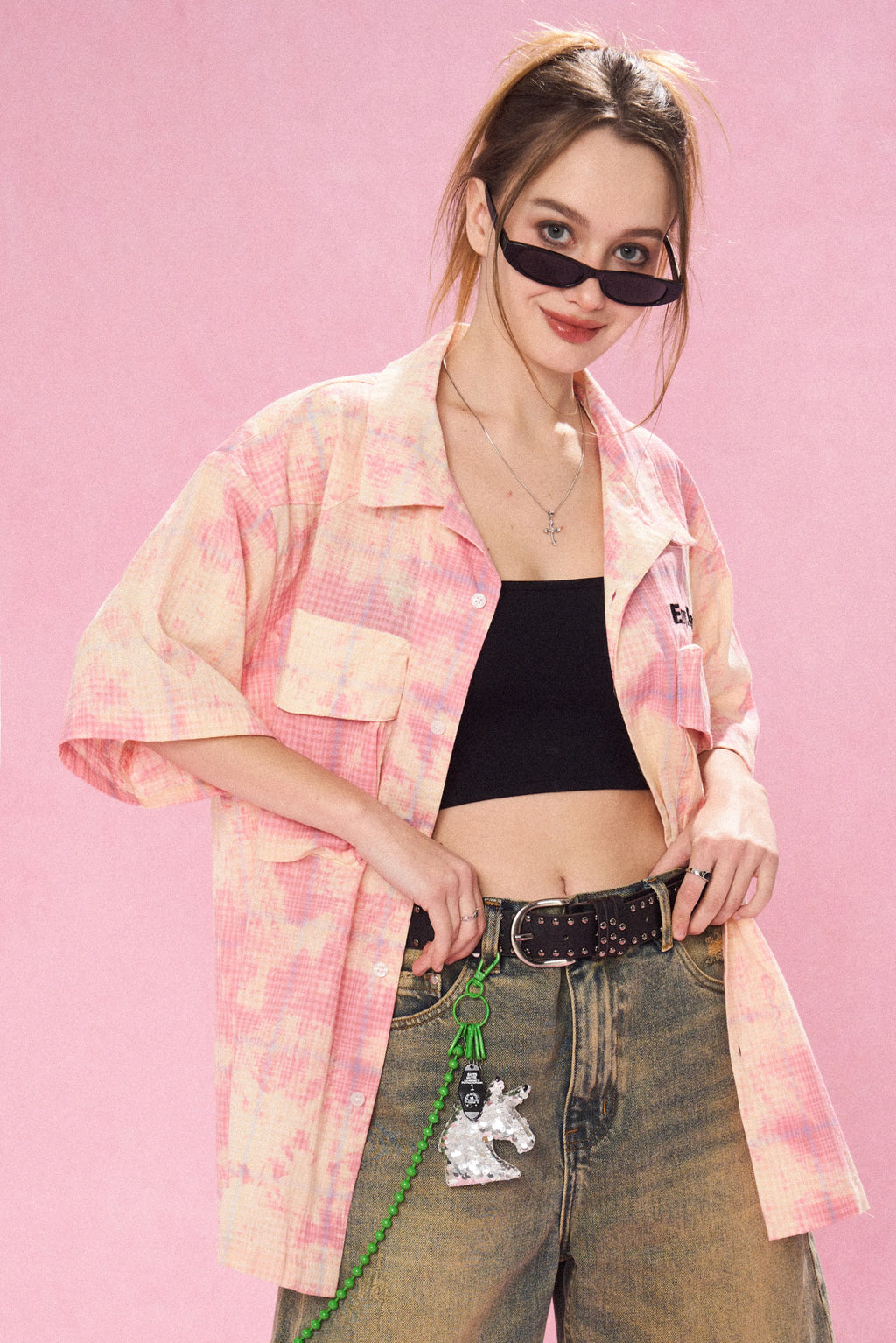 Gingham Batik Pocket Shirt