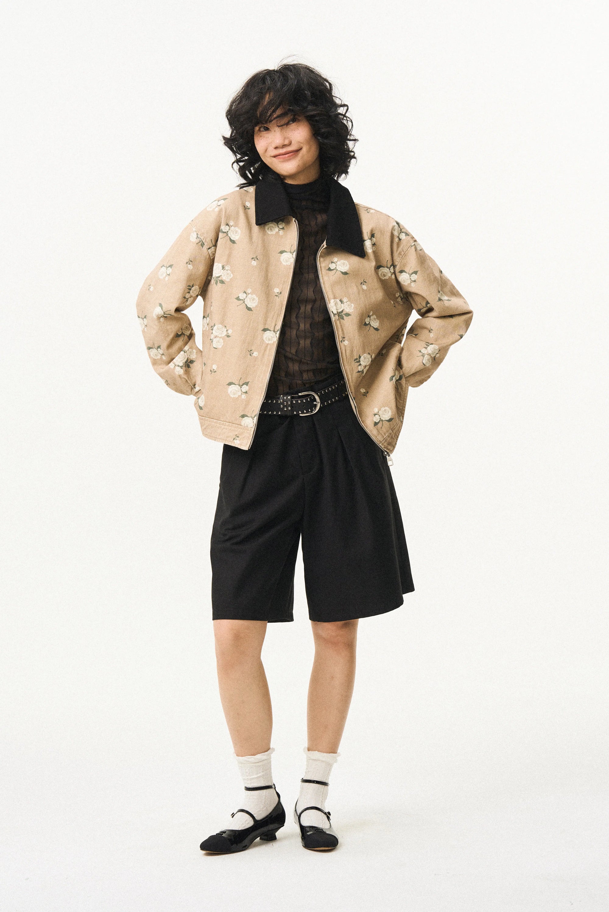 Washed Panelled Print Jacket