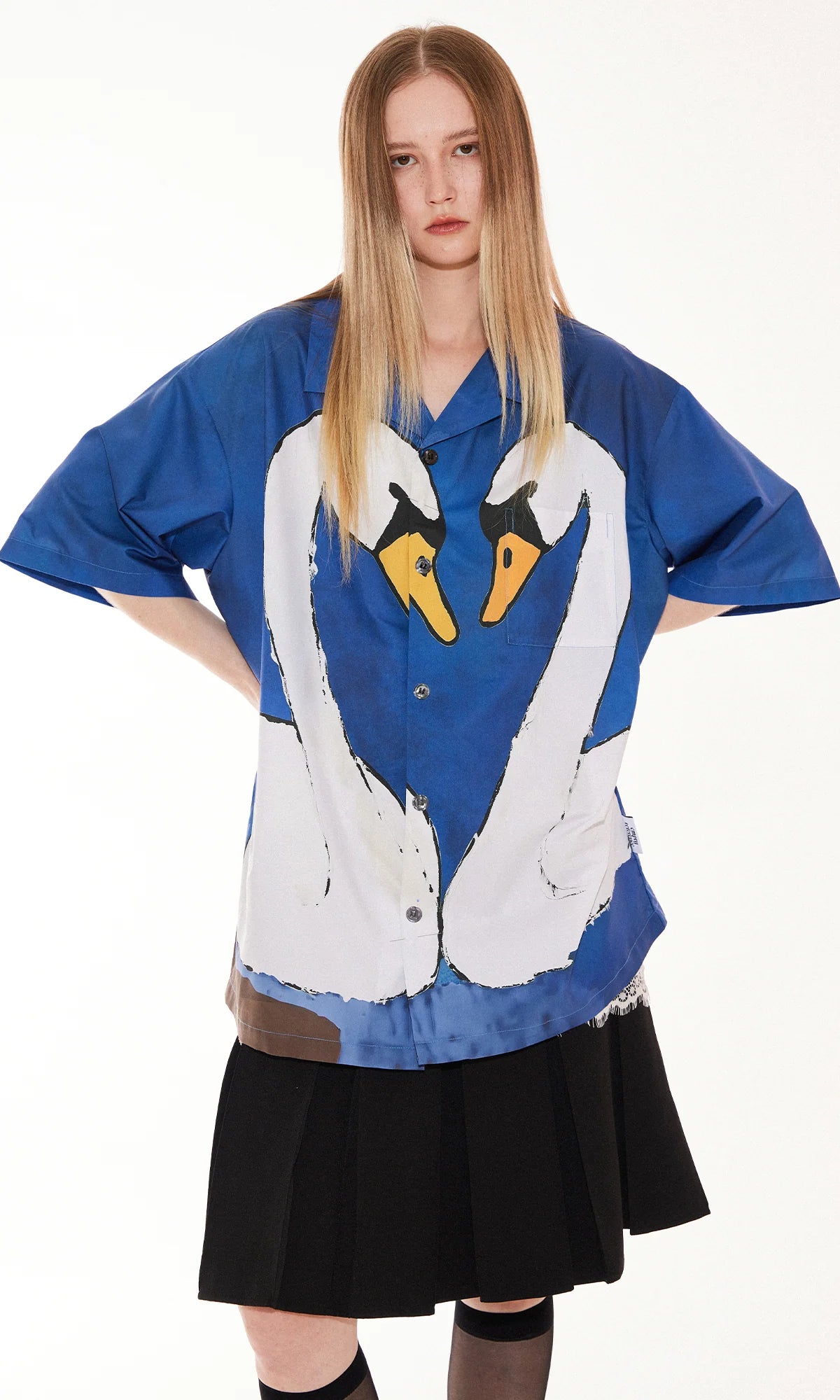 Cartoon Swan Graphic Shirt